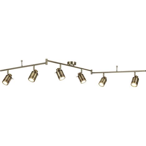 Plafoniera Contemporanea Sansone Acciaio Ottone Vetro 6 Luci Gu10