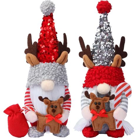 Décorations de Noël lutins en peluche pour maison - adorables nains garnis pour une ambiance festive (lot de 2, 35 cm) (1/5)
