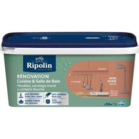 Peinture rénovation cuisine et salle de bain - Ocre nubie - Satiné - Ripolin - 2L