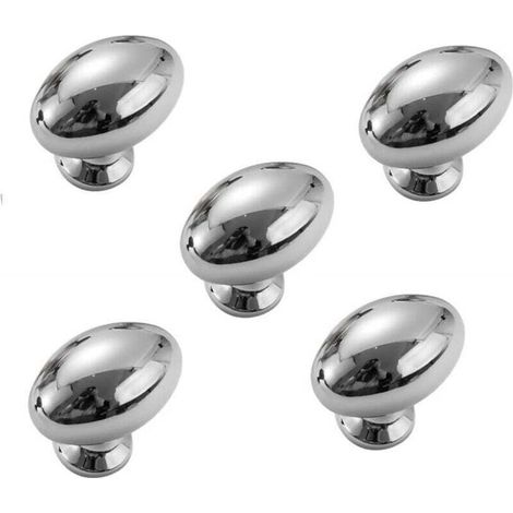 Set of 1 oval furniture knobs - Drawer knobs - Luxury kitchen furniture handles - Zinc alloy - Silver (1/4)