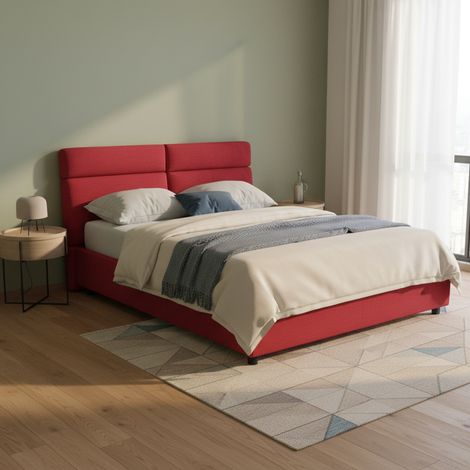 Cama Matrimonial Alcatron, Desenfundable con Almacenaje, Hecho en Italia, Tamaño Colchón 160x190 cm, Rojo (1/5)