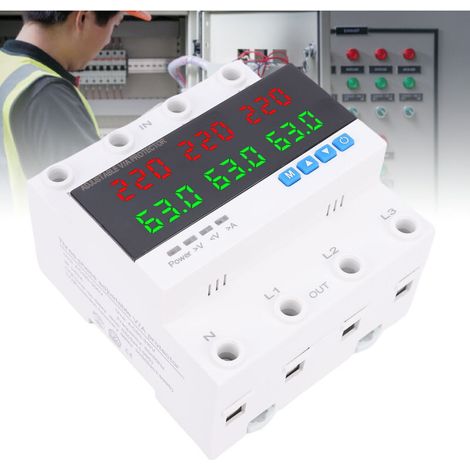 63A 4P Dreiphasen-Automatik-Umschalter mit Überstrom-, Überspannungs- und Unterspannungsschutz, einstellbarem Leistungsschalter und LED-Anzeige für Generator/Wechselrichter