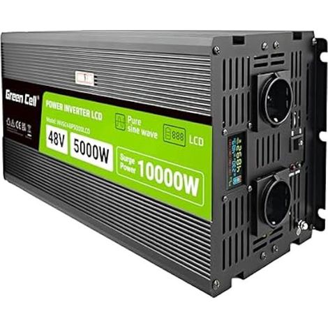 Convertidor de Tensión - Green Cell - Inversor de Potencia LCD - 5000W/10000W - 48V a 230V - Senoidal Pura (1/2)
