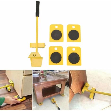 Ensemble d'outils de levage et de déménagement de meubles, capacité de charge de 200 kg, 4 patins à roulettes, outils pour le déplacement de meubles lourds (1/5)