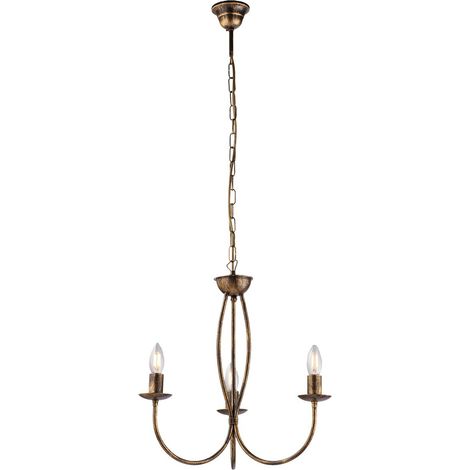 Lampadario Rustico Botte 3 Luci In Ferro Battuto Marrone E Oro (1/5)