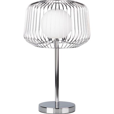 Silberne Metall-Tischlampe Weiß 32X32X52Cm (1/5)
