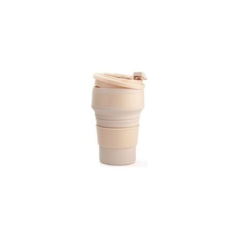 Pliage d'une Tasse de café pour les Voyages en Silicone Pliable Gobelet avec Couvercle Durable, réutilisable, portative de Bouteille pour le Camping(Rose) (1/5)