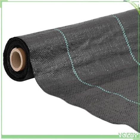 Membrane anti-mauvaises herbes - FAFEICY - 4005197 - 2 x 150 m - Noir (rayures vertes) - Polypropylène 100 g/m² (1/5)