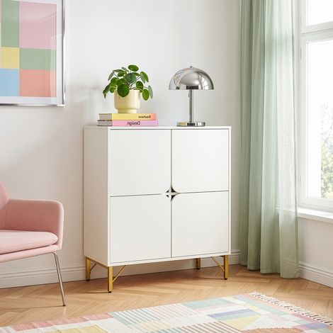Commode Reyri 90 x 80 x 35 cm blanc / doré [en.casa] (1/5)