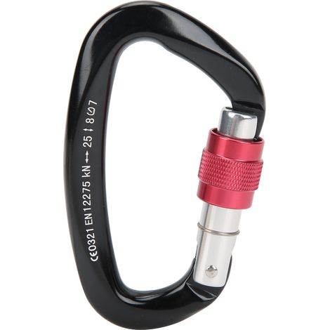 Mousqueton verrouillable pour escalade, alliage robuste, mousqueton d'escalade noir, usage intensif (1/5)