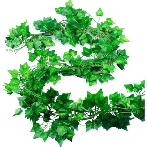 12pcs 2M Lierre Artificiel Plantes Guirlande Vigne Exterieur Faux Lierre Feuillage Décoration Interieur pour Mariage Balcon Cuisine Jardin Bureau Célébration (1/4)