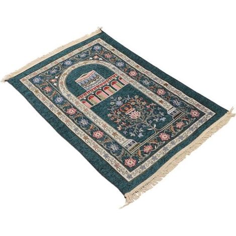 Tapis de prière - TBEST - 70x110cm - Chenille Épaisse - Antidérapant - Ethnique (1/4)
