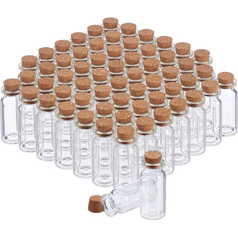 Mini botellas de vidrio con tapón de corcho (juego de 60 unidades)