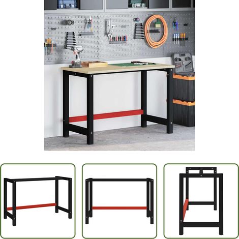 Metall - Werkbankgestell Metall 120x57x79 cm Schwarz und Rot (1/5)
