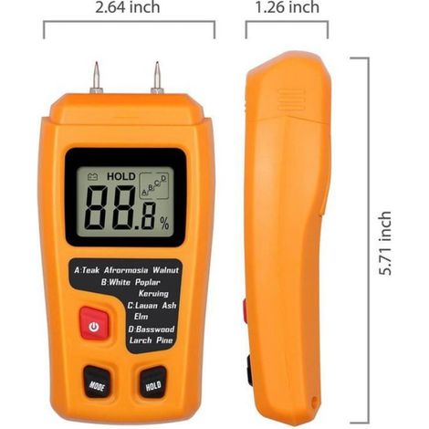 Testeur Humidité Bois - Détecteur Numérique LCD Portable pour Bois de Chauffage Papier Carton Meubles - Plage 0 à 99,9 % - Précision ±0,5 % - 4 Modes Bois - 1 Pièce (1/4)