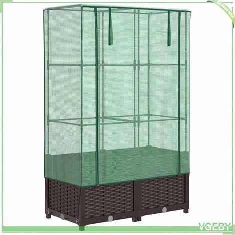 Jardinière surélevée avec housse - FAFEICY - 4015800 - Aspect rotin - 80x40x138 cm - Housse imperméable (1/5)