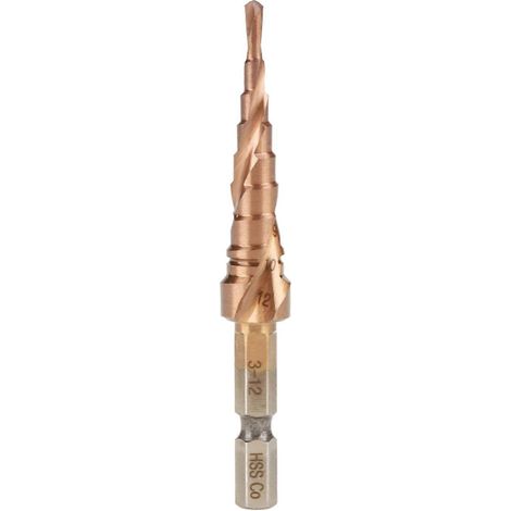 1 Stück Sechskantgriff-Spiralnut-Stufenkegel-Kobaltbohrer aus Hochgeschwindigkeitsstahl (3-12 mm)