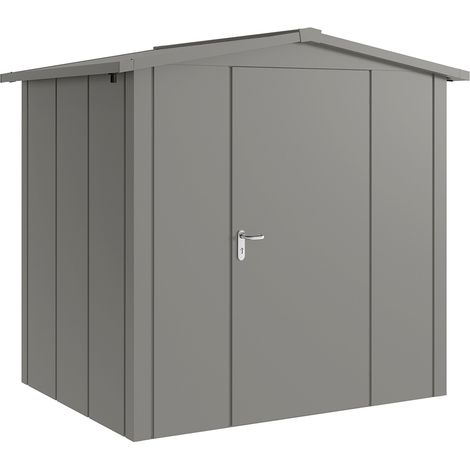 Hörmann Metall-Gerätehaus "Juno" mit Satteldach, JSD4 - Design, 214 x 166 cm (B x T), graualuminium, 1-flüglige Tür, Anschlag rechts (1/5)