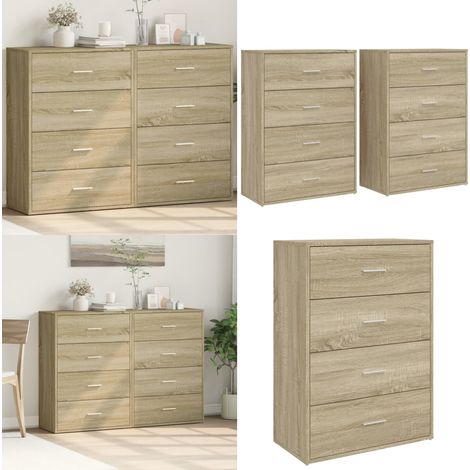 Sideboards 2 Stk. Sonoma-Eiche 60x31x84 cm Holzwerkstoff - Holzwerkstoff - Sonoma-Eiche (1/5)