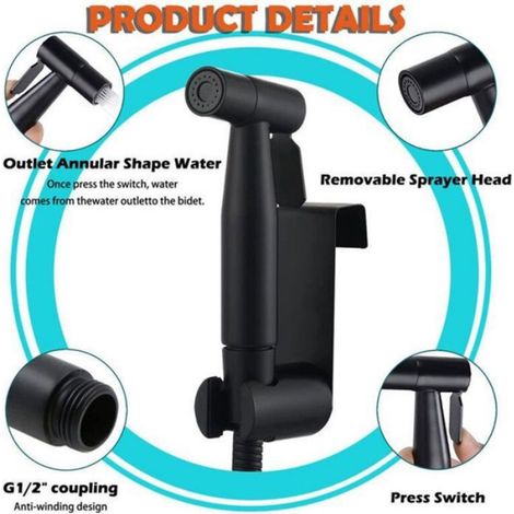 Douchette WC - Pulvérisateur Bidet À Main - Robinet 3 Voies Eau Chaude Froide - Acier Inoxydable 304 - Kit Complet (1/4)