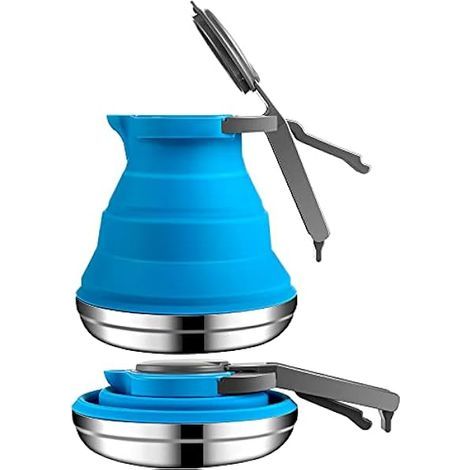 Bouilloire Pliable - 1.5 L - Pour Randonnée Camping Extérieur - Silicone et Acier Inoxydable - Compacte et Portable (1/3)