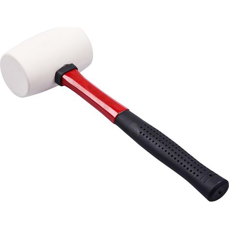 Dapetz ® 16oz White Rubber Mallet with Solid Rubber Head and Fiberglass Handle, Durable & Lightweight with Ergonomic Soft Grip, for Tiling, Bricklaying, Slabs, Tent Pegs, Paving Mallet (1/5)