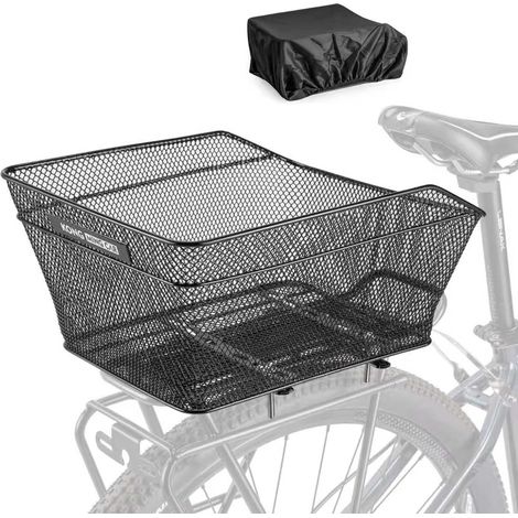 Panier vélo arrière – Panier Robuste en Acier pour Porte-Bagages avec Housse de Pluie, pour vélo et VAE, idéal pour Les Courses, Les trajets et Le Quotidien (1/5)