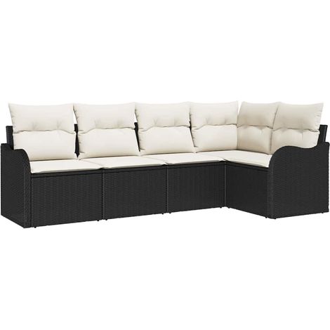 Maison Exclusive - Gartensofa-set mit Speicher 5 pcs Schwarz Poly