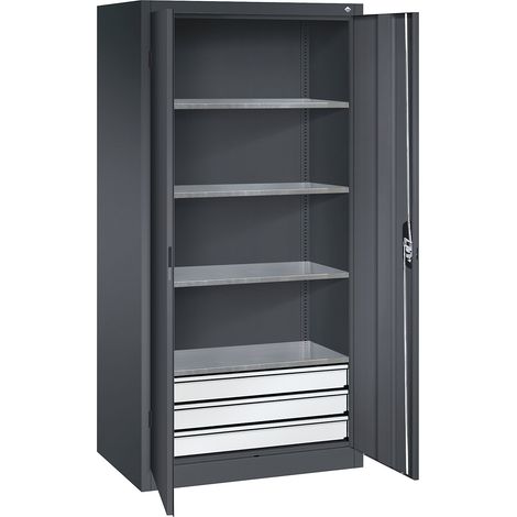 C+P, Armoire d'atelier à portes battantes avec tiroirs, l x p