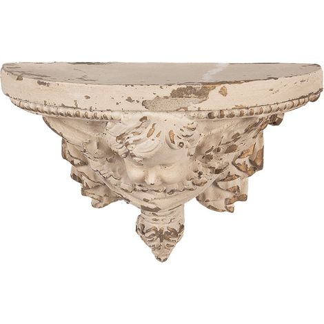 Console Murale Décorative en Céramique Beige pour Plantes et Décoration 33 x 14 x 21 cm - PANGIVO (1/4)
