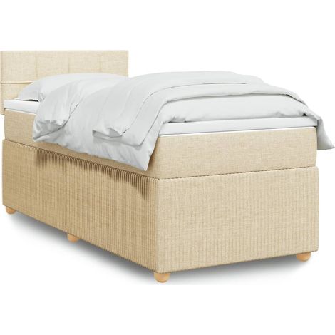 Boxspringbett mit Matratze Creme 80x200 cm Stoff
