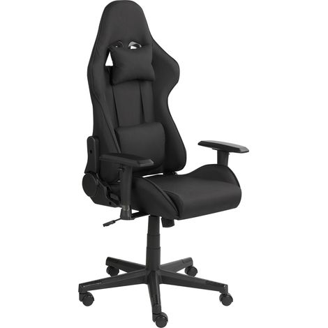 Silla de oficina de tela de poliéster gaming ergonómica reposabrazos regulables negro Warrior