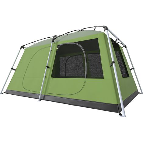 Tente de camping 4 personnes avec moustiquaire anti-UV 405x305x225 cm Vert