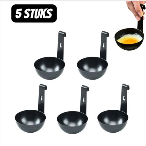 Lot de 5 cuiseurs à œufs antiadhésifs, moules à œufs durs et pochés en forme d'oreille, accessoires de cuisine, noirs (1/5)