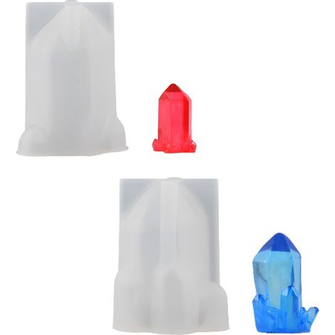 2 Moules en silicone, forme cristaux, résine époxy, tailles variées, décoration 3D, artisanat (1/5)