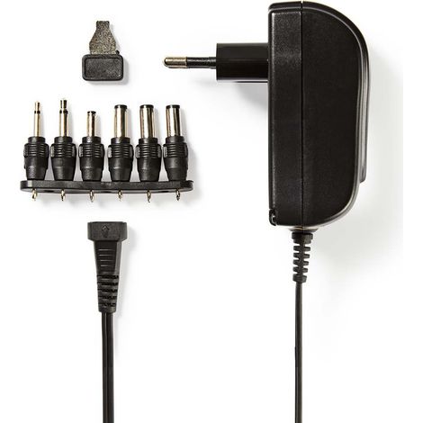 Nedis Universal-Netzteil / Euro / Typ C (CEE 7/16) / 18 W / 3.0 / 4.5 / 5.0 / 6.0 / 7.5 / 9.0 / 12.0 V DC / Ausgangsstecker Typ: 2.5 x 2.1 mm / 3.5 x 1.35 mm / 3.5 x 2.1 mm / 5.0 x 2.1 mm / 5.5 x 1.5 (1/4)