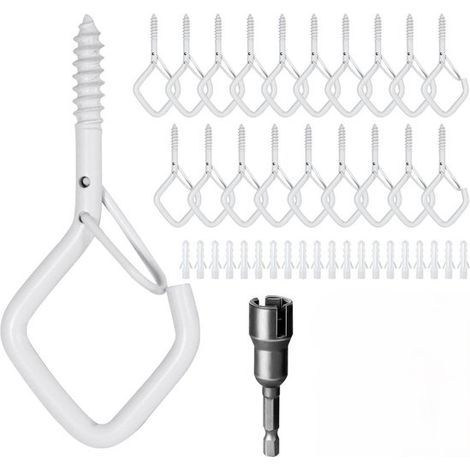 20er-Packung schwarze, quadratische Q-förmige Haken für Lichterketten, Pflanzen und Windspiele im Außenbereich (1/5)