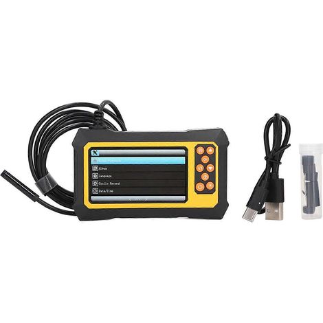 Endoskop mit 8-mm-Objektiv, 4,3-Zoll-LCD-Bildschirm, Boroskopkamera, IP67 wasserdicht für Inspektionen bis 5 m / 16,4 Fuß, Gelb