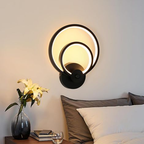 COMELY Applique Murale LED 20W, Lampe Murale Intérieure Moderne en Aluminium, Noir Applique Murale Intérieure Acrylique Ronde pour Salon, Chambre, Escalier, Couloir [Classe énergétique E] (1/5)