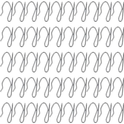 Lot de 50 Crochet à rideau, Acier inoxydable, 30 mm x 18 mm, Pour ruban à tête, Rideau fenêtre porte douche（Troisième trimestre : Nouveaux produits en septembre） (1/5)