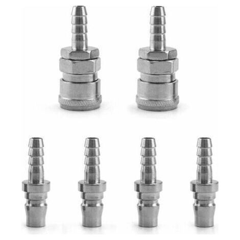 6 Pcs Air Compressor Nozzle, 8mm Pneumatic Quick Connect Male Female (SH20+PH20) (1/5)