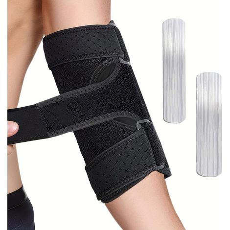 Bandage de protection et de soutien du coude pour épicondylite, ajustable, pour le fitness, le volley-ball, le tennis et le golf, unisexe (noir) (1/5)