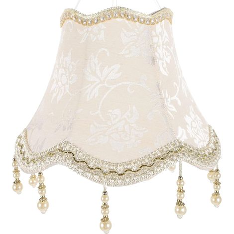 Floral Jacquard Fabric Lampshade with Tassels Decorative Lamp Shade Replacement for Table Lamp and Bedside Lamp 9.84 x 9.84 x 18 mm (1/5)