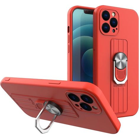 Custodia Ring Case in silicone con anello per le dita e supporto per Samsung Galaxy A13 5G, colore rosso. (1/3)