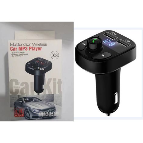G45 Car MP3 FM Bluetooth Receiver Transmitter Car Charger with 3-in-1 Charging Cable and LED Seven-Color Display -- X8 Exquisite Color Box Package (1/3)
