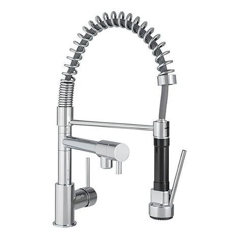 Mitigeur de cuisine monocommande, robinet mélangeur chromé, mitigeur évier 360°, bec haut orientable, finition brillante, installation facile, usage quotidien. (1/4)