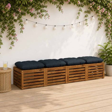 vidaXL Cuscini per Seduta VIANEN 4 pz 100% Poliestere Blu Scuro (1/5)