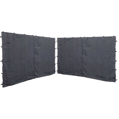 2 Seitenteile mit RV 250x192cm für Pavillon Nizza 3x3m Seitenwand Grau RAL 7012