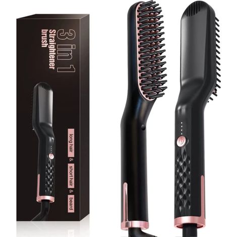 Lisseur Barbe Homme, 3 en 1 Brosse Lisseur a Barbe Hommes, Lisseur de Barbe et Cheveux Homme, Brosse Lissante Multifonctionnel pour la Barbe et la Coiffure, Coiffer Une Barbe Longue (1/5)