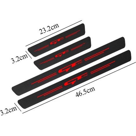 (GTLNE ROUGE) 4 protections de seuil de porte autocollantes en fibre de carbone compatibles avec Peugeot 206, 308, 407, 508, 3008 et Kia Cerato, Rio 3, 4 et K5 GT Line 2021 (1/5)